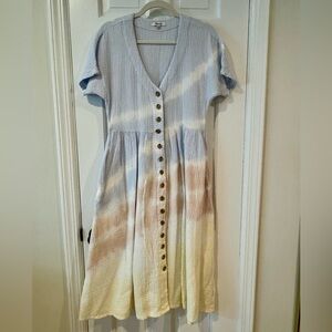 Madewell 100% Cotton Gauze V-Neck Midi Dress